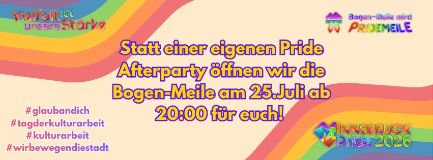 Pridemeile Afterparty – Bogenmeile Innsbruck, 25. Juli ab 20:00